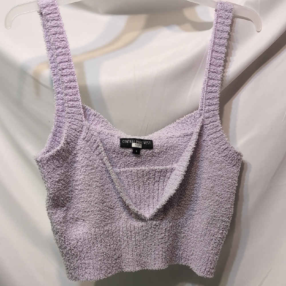Central Park West Lavender Terry Cloth Knit Tank Top